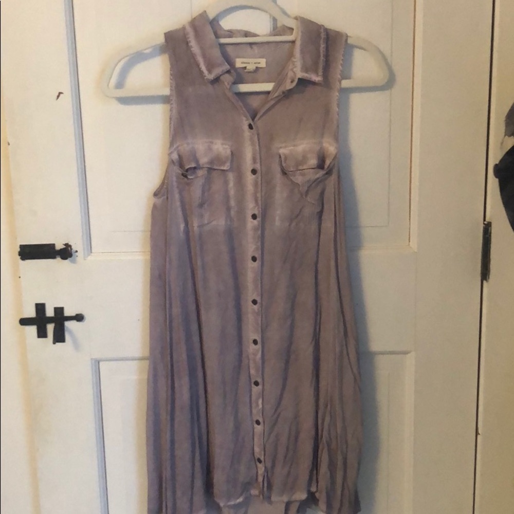 Silence and Noise Buttoned Shift Dress in Lilac